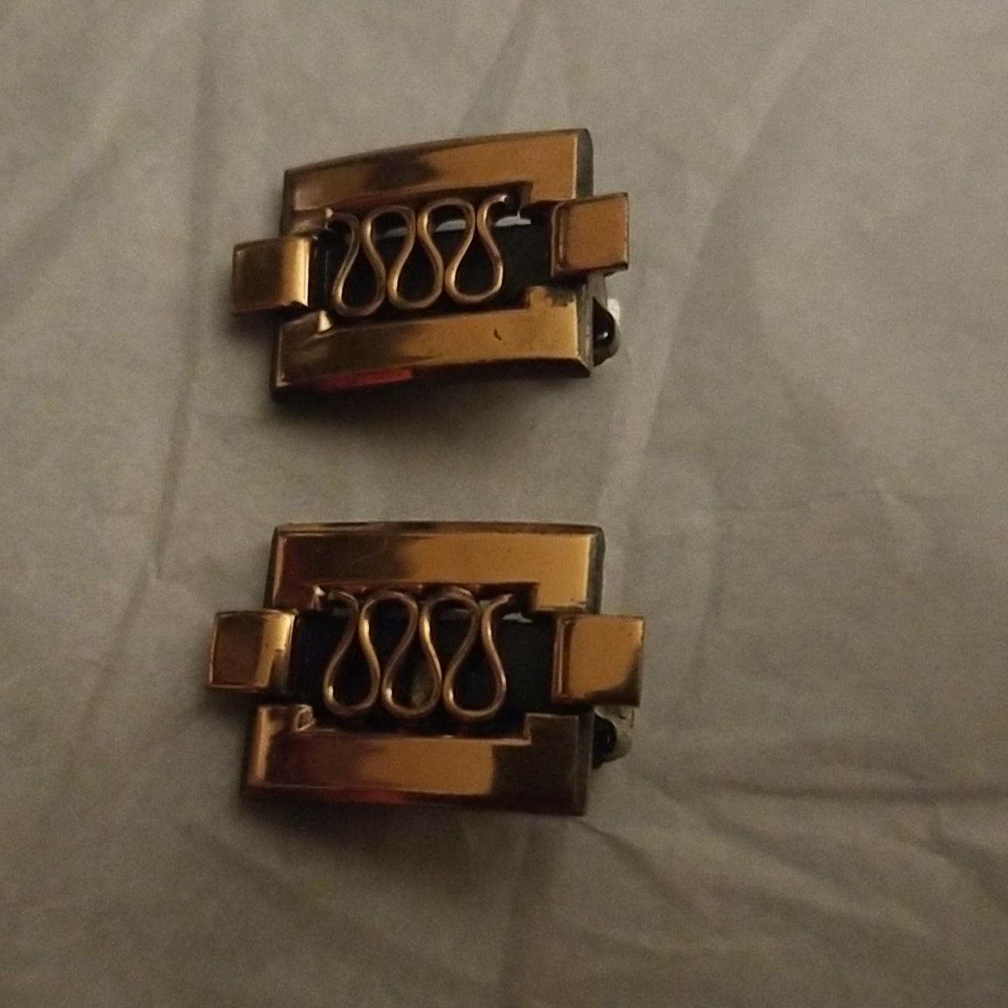 Vintage Mid Century Modern Grecian Modernist Renoir Copper Clipon Earrings